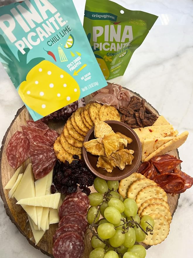 Crispy Green Pi챰a Picante, Chili Lime Dried Pineapple, Healthy Real Fruit Snacks, 1.76 Ounce, 12 Single Serve Bags