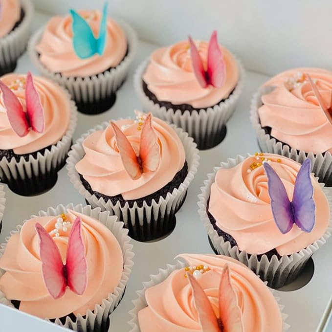 SS Cohen Edible Wafer Glutinous Paper Butterflies for Birthday Cake Decorating include 48 Pcs Colorful Small Pastel Cupcake Topper Decorations, Birthday Cake Topper (Mixed Colour)