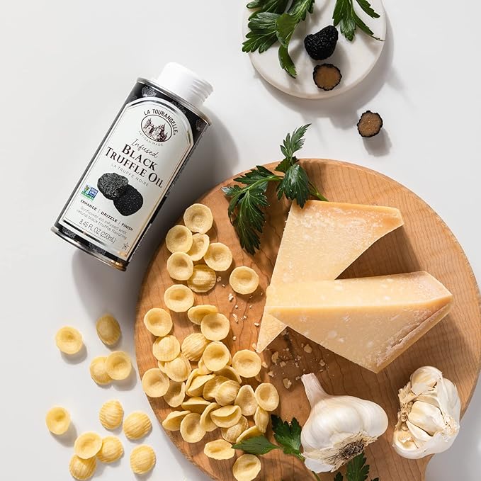 La Tourangelle, Black Truffle Oil, Complex Gourmet Earthy Flavor for Drizzling over Pasta, Popcorn, Vegetables, Potatoes, Soup and More, 8.45 Fl Oz