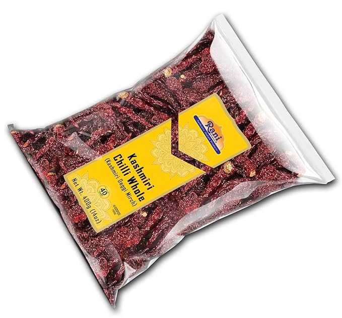 Rani Kashmiri Chilli Whole (Deggi Mirch, Low Heat) 14oz (400g) ~ Natural | Salt-Free | Vegan | No Colors | Gluten Friendly | NON-GMO | Kosher | Indian Origin