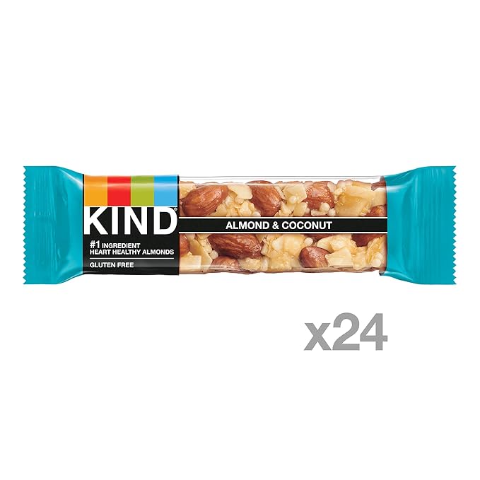 KIND Nut Bars, Almond & Coconut, Healthy Snack Bars, Gluten Free, Low Sodium, 3g Protein, 24 Count