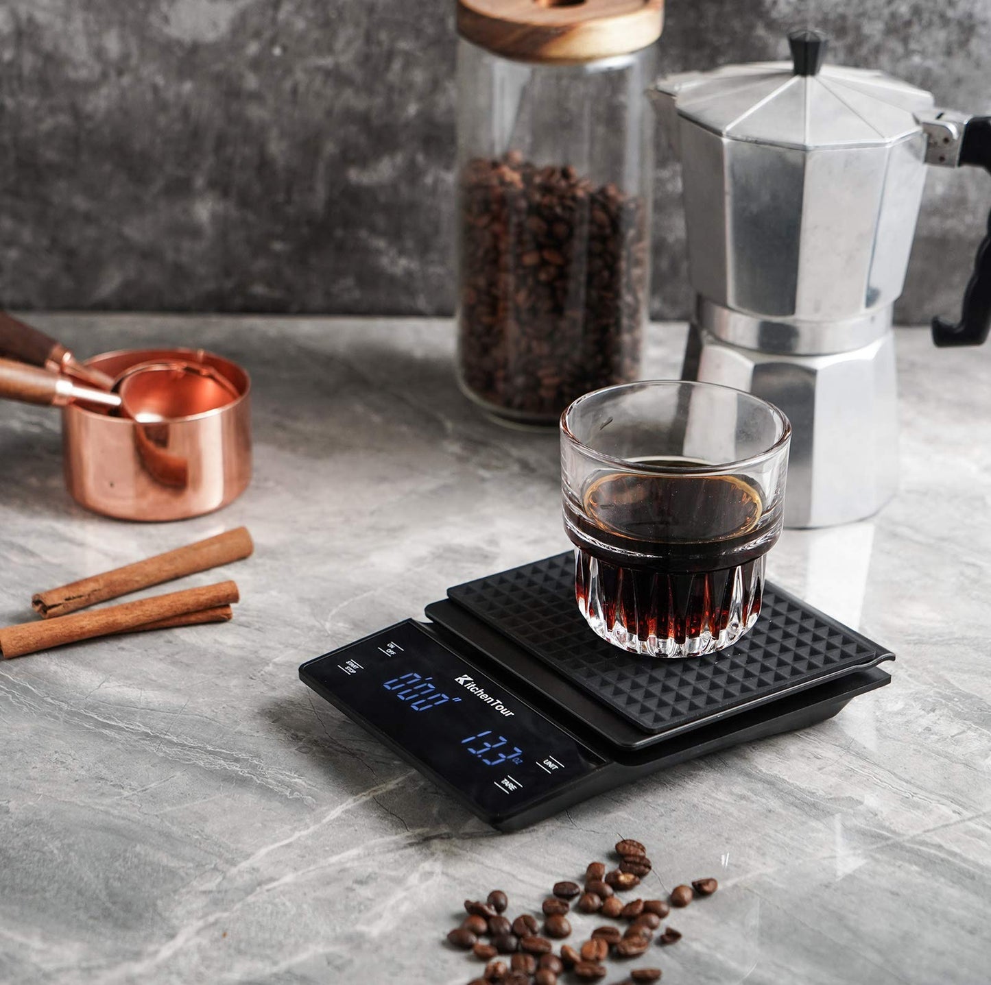 KitchenTour Coffee Scale with Timer 3kg/0.1g High Precision Pour Over Drip Espresso Scale with