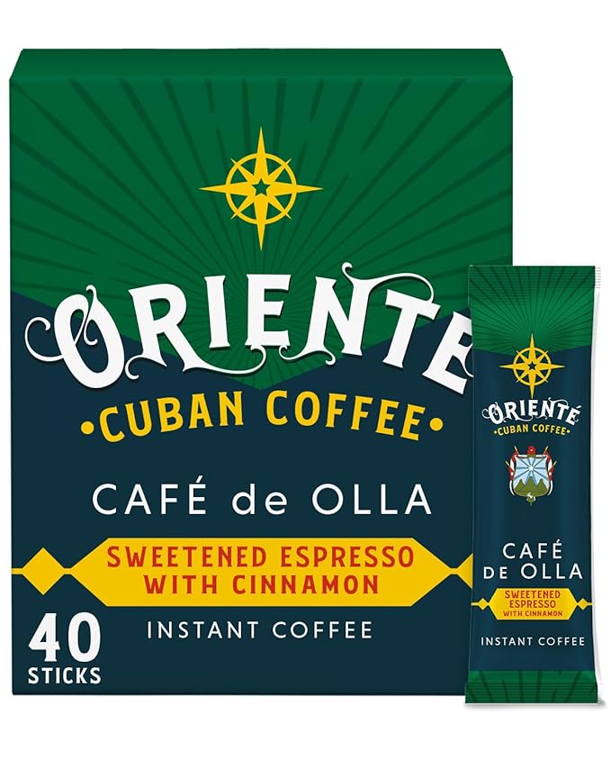 Oriente Dark Roast Instant Coffee, 40 ct, Sweetened Espresso ??100% Arabica Coffee, Instant Hot or Iced Coffee - Just add water