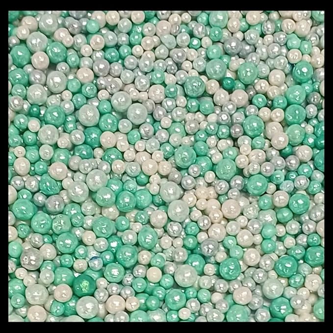 Confect Mint Green & White Cake Sprinkles | Love Disco Balls & Decorative Pearls Mix ??Edible Cake Decorations for Baking, Cupcakes, Cookies, and Party Treats | Vegan, Gluten-Free, Nut-Free, Soy-Free, Dairy-Free, Palm Oil-Free- 4.2