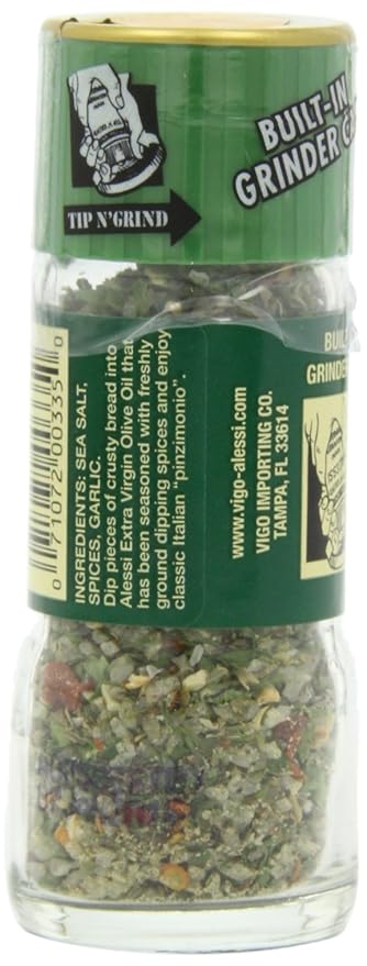 Alessi Herb & Seasoning Grinder, Dipping Spices for Olive Oil, Tip n' Grind (Garlic, 0.76 Ounce (Pack of 4))