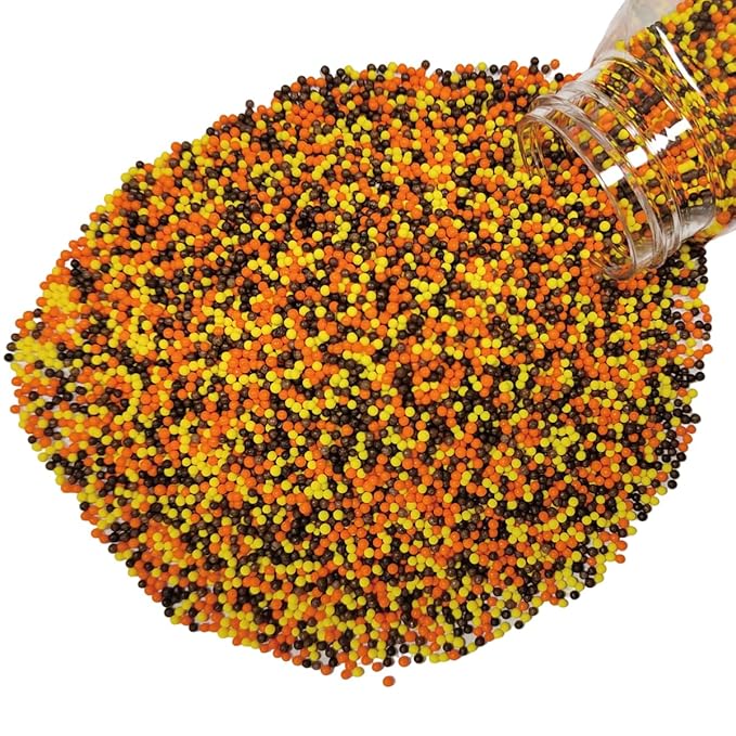 Homankit Autumn Sprinkles Fall Nonpareils Sprinkles Edible Cookie Decorations Mini Pearls for Decorating Cake, Baking, Cupcake Toppers, Ice Cream, Donuts 3.88 Ounce