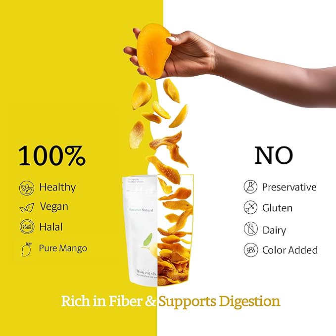 Vinamit Soft Dried Mango | Naturally Sweet Cat Chu Mango Slices | 3.5 oz Bag | Vegan, Non-GMO, Gluten-Free & Low Added Sugar | Rich in Potassium | Ideal for Travel, Healthy Snacking