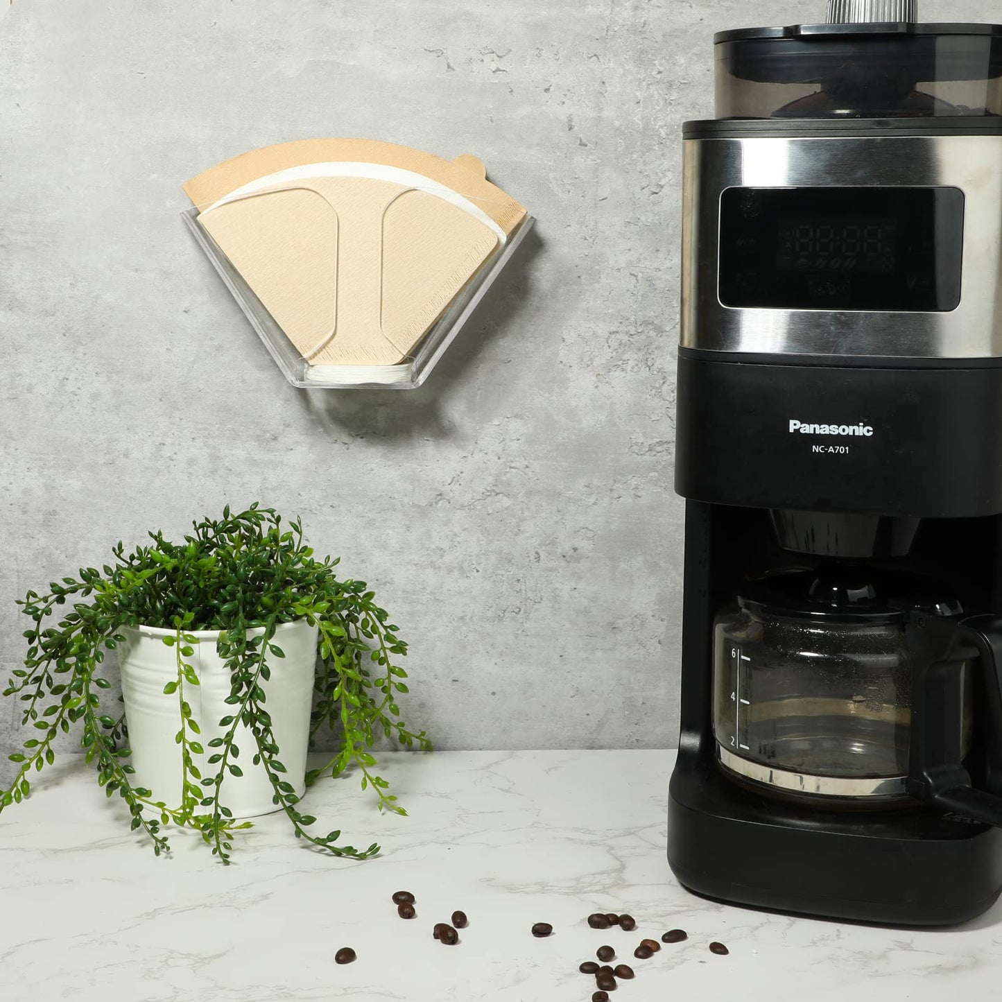 Kamehame Coffee Filter Holder, Wall Mount Coffee Filter Dispenser Rack, Clear Acrylic Storage