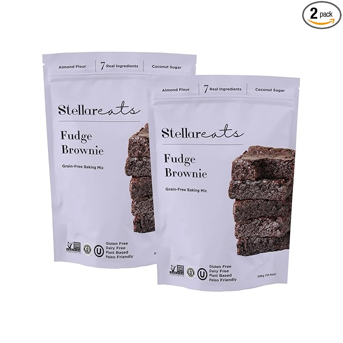 Stellar Eats Grain?멑ree Fudge Brownie Baking Mix | Gluten?멑ree, Dairy?멑ree, Plant?멊ased, Paleo?멑riendly, Naturally Sweetened with Coconut Sugar | Almond Flour-Based | 10.4 oz | 2 Pack