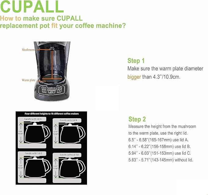 Coffee Machine Replacement 12-CUP Glass Pot, Compatible With Kitchenaid KCM1209 KCM1208 Cuisinart DCC 1220BKS, Capresso SG300, Gourmia GCM3260, Krups Essential Wamife Mueller 12 cups coffee machine