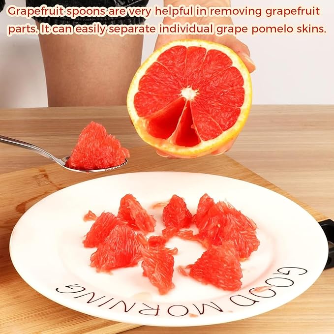 5Pcs Grapefruit Spoons and 3 Pcs Knives Set, Stainless Steel Grapefruit Utensils with Serrated Edge for Easy Cutting & Scooping, Rust-Proof Kitchen Tool for Avocado, Oranges and Melons