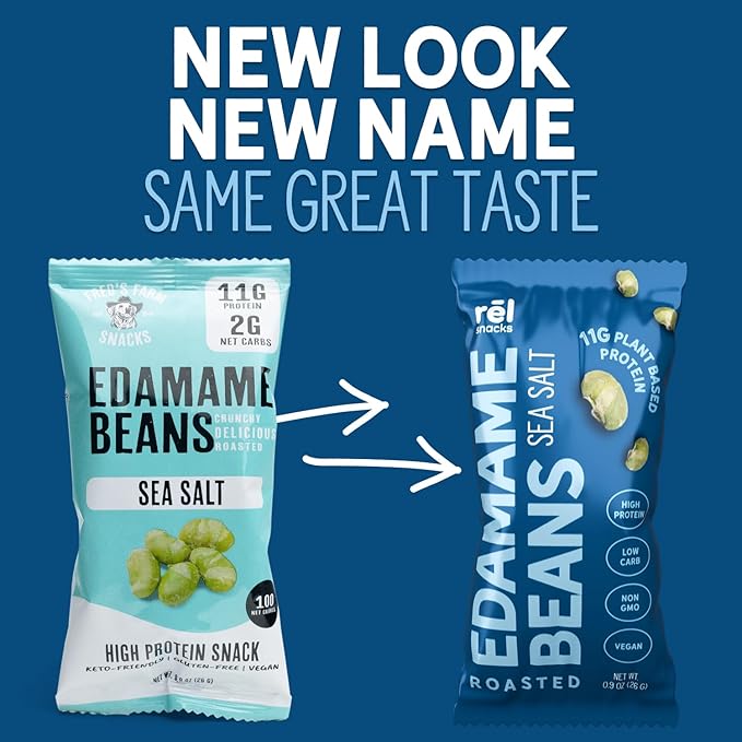R휆l Snacks Sea Salt Roasted Edamame ??High Protein Low Carb Snack (11g Protein per Serving) ??Keto-Friendly, Vegan, Non-GMO ??10-Pack 0.9oz Bags