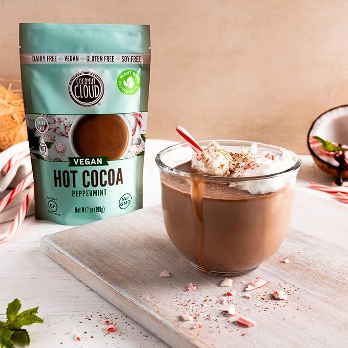 Coconut Cloud: Dairy-Free Instant Peppermint Hot Cocoa Mix | Vegan, Natural, Delicious, Creamy Chocolate (Made in Colorado from Premium Coconut Milk Powder), Peppermint Cocoa, 7 oz