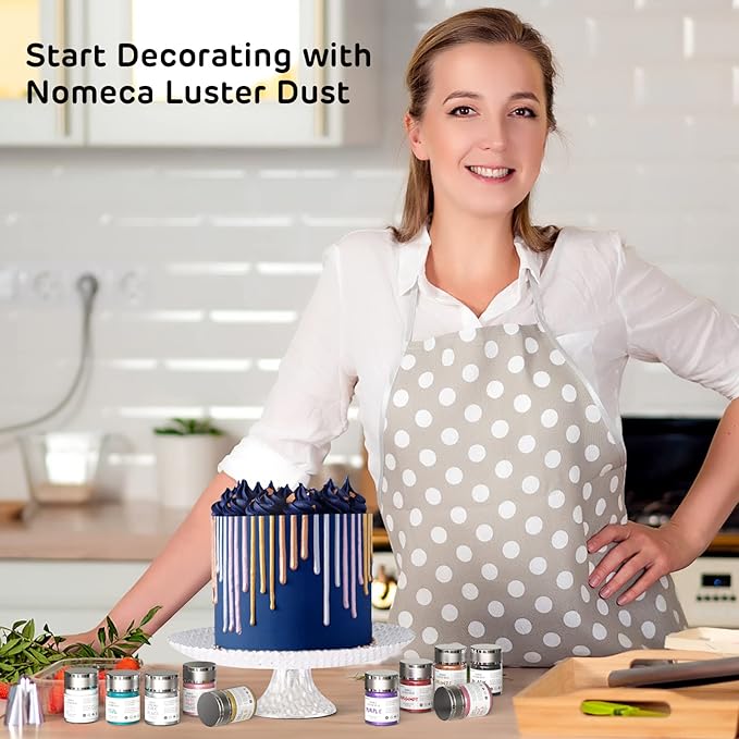 Nomeca Edible Luster Dust, 8 Grams Food Grade Shimmer Gold Cake Dust Metallic Food Coloring Powder for Cake Decorating, Baking, Fondant, Gumpaste, Chocolate, Candy, Drinks, Cookies - Pink