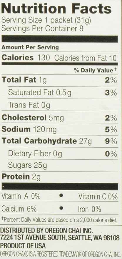Oregon Chai Original Dry Chai Latte Mix, 8 Count (Pack of 4)