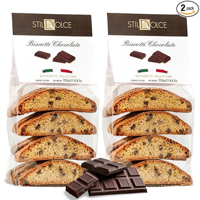 Stildolce Semi-Soft Chocolate Italian Biscotti Cookies| Made in Tuscany, Italy| Classic Gourmet Biscuits No Preservatives 8.8 Oz, Pack of 2