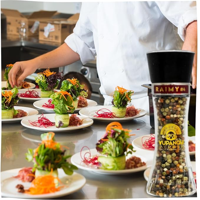 Rainbow Peppercorns Whole Rainbow Peppercorn Grinder - Organic Peppercorn Medley Grinder with 7 YUPANQUI Mixed Peppercorns Whole - Pepper with Grinder