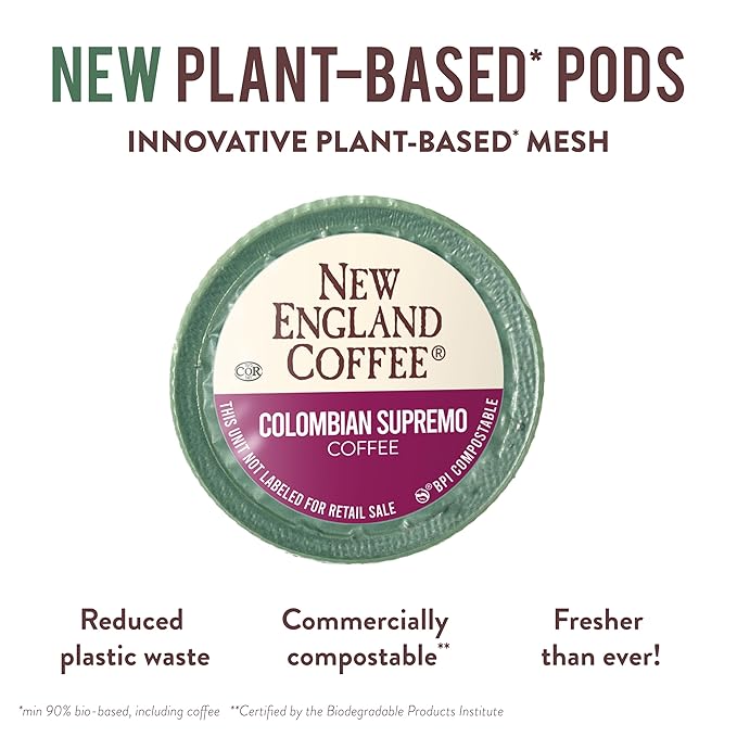 New England Coffee Colombian Supremo Medium Roast Single Serve Pods, 12ct Box (Pack of 1)