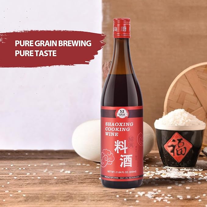 52USA Shaoxing Cooking Wine 21.64 Fl Oz (Pack of 2), Chinese Asian Cooking Wine, Shao Hsing Rice Wine, Shaoxing Rice Wine, Hsing Rice Wine, Fermented Rice Wine, Homemade Asian Cooking