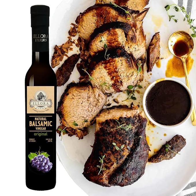 Ellora Farms, Plain Natural Balsamic Vinegar, Award-Winning, Thick and Creamy, No-added Sugars, No-Preservatives, Glass Bottle, 8.45 oz., Pack of 1