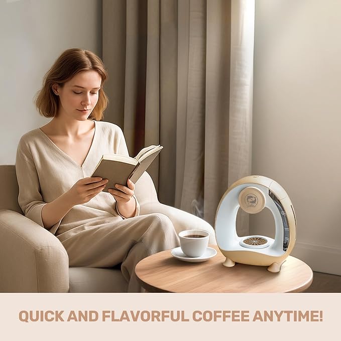 Single Serve Coffee Maker,Fast Brew in 2 minutes,Stylish竊낧ompact Design,MINI Q 2 IN 1 Coffee Machines for K*cup Capsules & Ground Coffee, Champagne Coffee maker