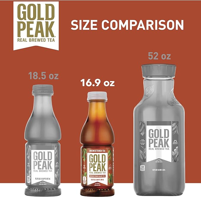 Gold Peak Tea, Unsweet Tea, 16.9 fl oz, 6 Pack