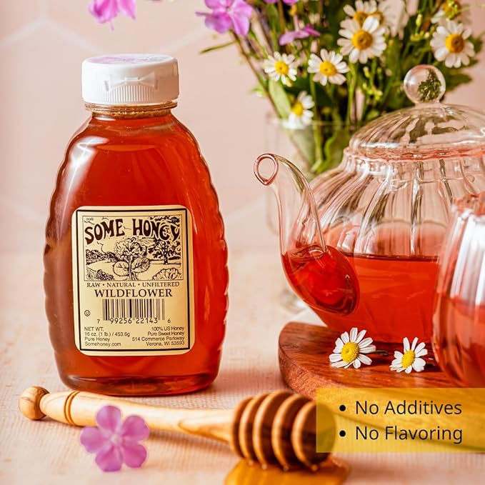 Some Honey Raw & Unfiltered Wildflower Honey – 100% Pure U.S. Honey – USDA Grade A – All-Natural – 16 oz