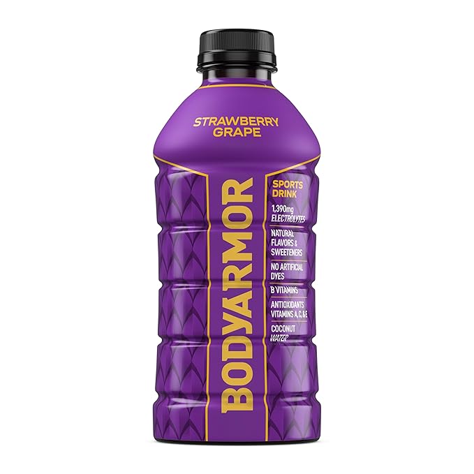 BODYARMOR Sports Drink Sports Beverage, Strawberry Grape, Coconut Water Hydration, Natural Flavors With Vitamins, Potassium-Packed Electrolytes, Perfect For Athletes, 28 Fl Oz (Pack of 15)