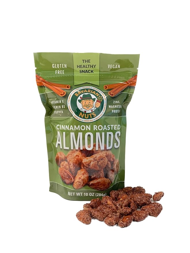 Magic Bavarian Cinnamon Roasted Almonds, 10 oz - Sweet, Gluten-Free, Vegan Nuts, Made in the USA