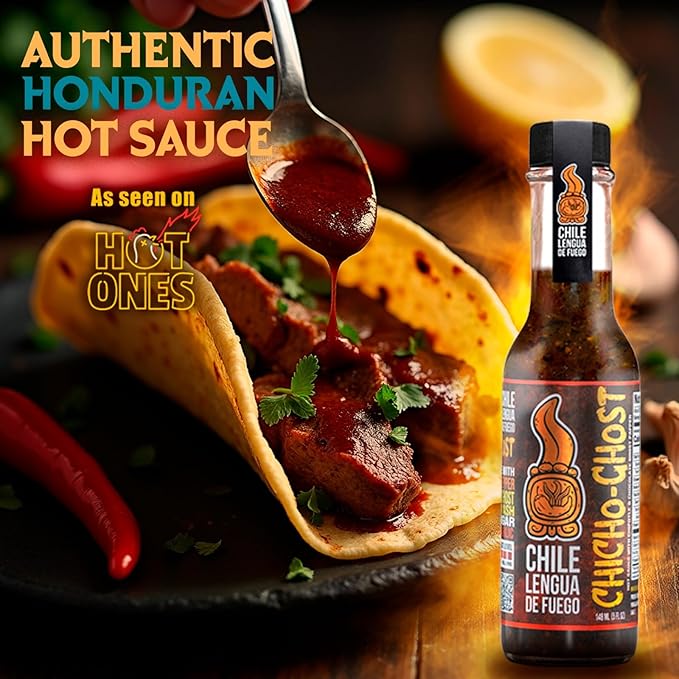 Hot Sauce | Chile Lengua de Fuego (Pack of 3, Chicho-Ghost) – Hot Chipotle & Ghost Pepper Sauce with Garlic, Ginger & Panela, Smoky Gourmet Heat