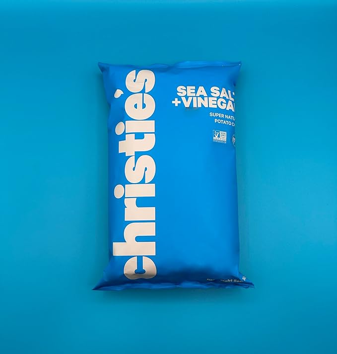 Christie's Chips Sea Salt & Vinegar - Super Natural Potato Chips - Perfectly Balanced Tart & Salty Snack - Vegan, Gluten-Free, All-Natural Gourmet for Everyday Cravings - 5 oz - 6 Pack
