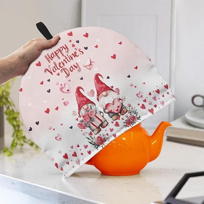 Hudotybom Valentine Style Tea Cozy for Teapot - Insulated Large Cover to Keep Warm - Machine Washable Coffee Pot Cloth Cover - Valentine's Day Decorations