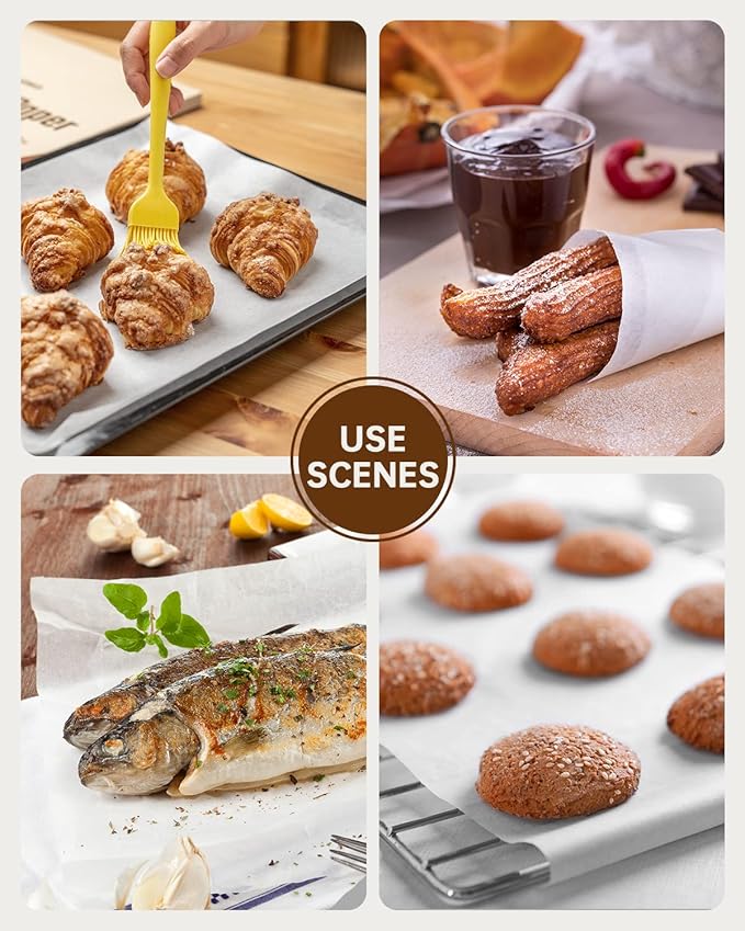 220 Pcs 9x13 In Parchment Paper Sheets, Baklicious Pre-Cut Non-Stick Parchment Baking Paper for Air Fryer, Oven, Bakeware, Steaming, Cooking Bread, Cupcake, Meat, Cookies