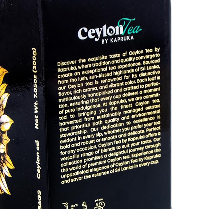Ceylon Tea by Kapruka | Premium High-Grown Black Tea | 100 Tea Bags | Pure Ceylon Tea | Bold & Aromatic Flavor