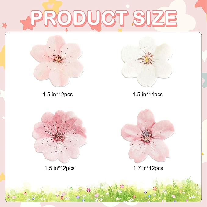 Morofme 50pcs Edible Cherry Blossom Cupcake Topper Wafer Paper Cherry Blossoms Flowers Cupcake Topper Sakura Cake Topper Edible Flower Cake Decorations for Birthday baby shower Party Supplies
