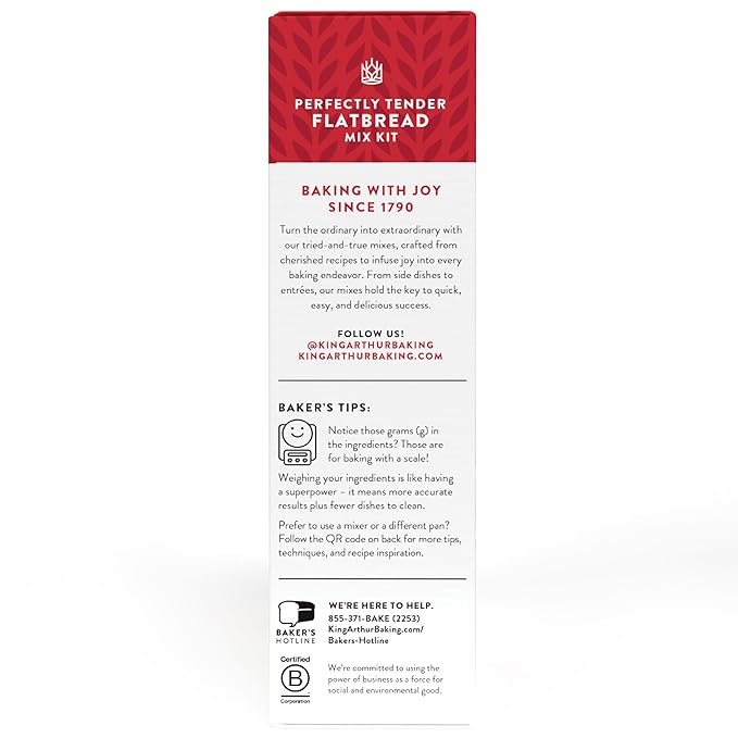 King Arthur Baking Company Perfectly Tender Flatbread Mix Kit 16.5 oz., Baking Mix - Ready in 1 hour