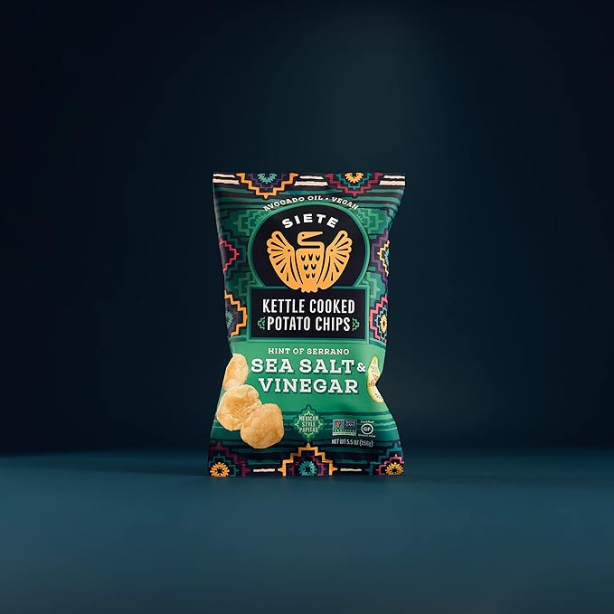 Siete Grain Free Potato Chips | Kettle Cooked | Gluten Free Chips | Vegan Snacks | Non GMO | Sea Salt & Vinegar, 5.5 Ounce (Pack of 6)