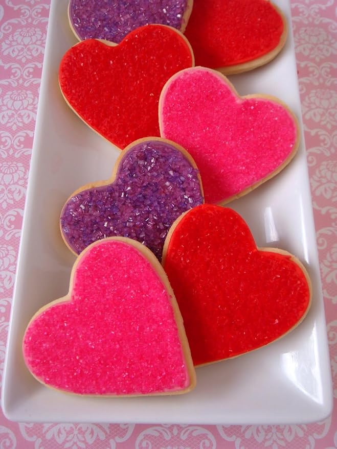 Valentine Sanding Sugar Edible Pink Red Purple Sugar Sprinkles for Cake Decorating Crystal Candy Sparkling Sanding Sugar for Cupcake Toppers Cookie Decorations Wedding Party Celebrations 6.5oz