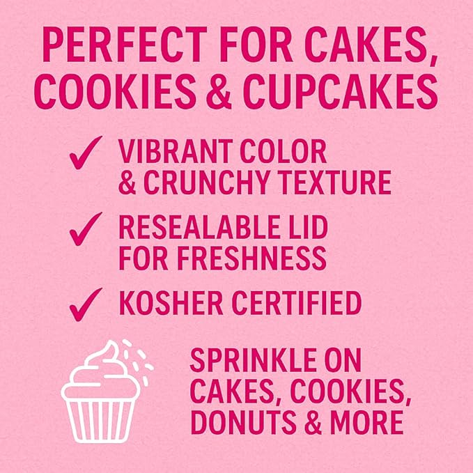 Cake Mate 33oz Red Sanding Sugar for Decorating ??Colored Sugar with Easy Pour Lid for Cakes, Cupcakes, Cookies, and More ??Ideal for Holiday & Party Decorations