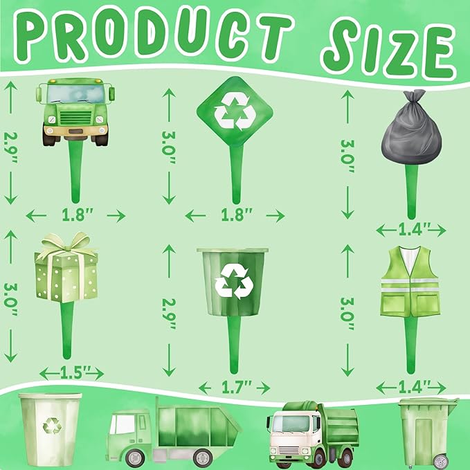 40 Pcs Garbage Truck Cupcake Toppers - Garbage Truck Party Decorations and Garbage Truck Party Cupcake Toppers