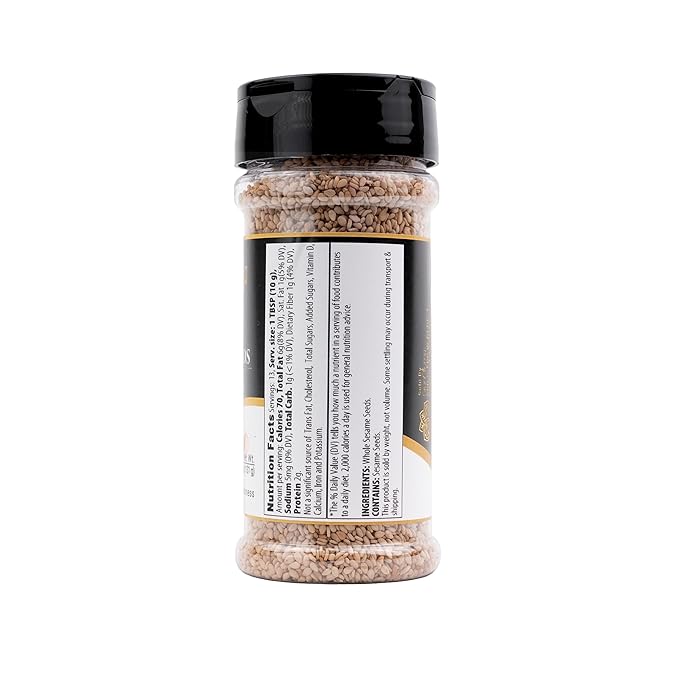 GranAroma Whole Sesame Seeds, Whole, Raw & Unhulled, Crunchy (4.64 Ounce)