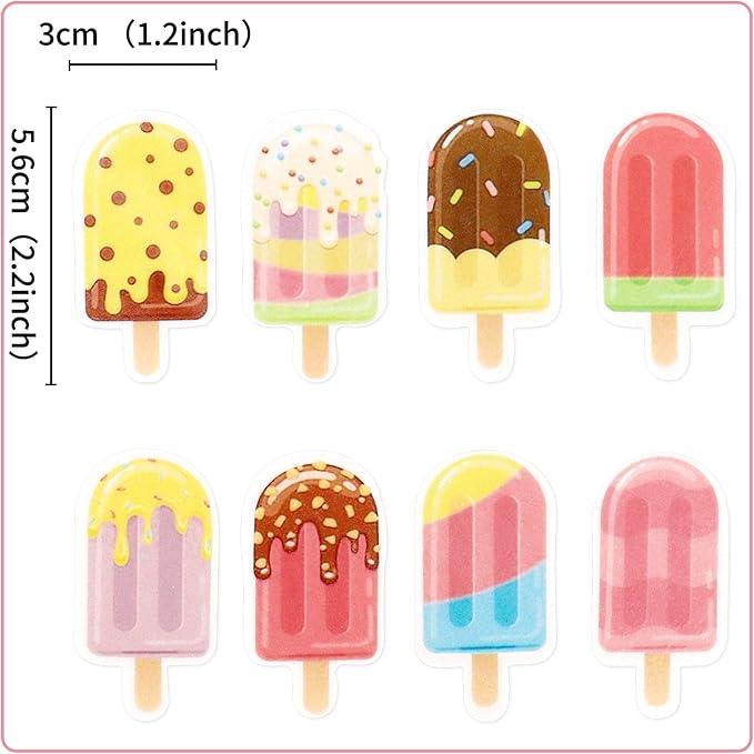 40Pcs Edible Ice Cream Cupcake Toppers Picks Ice Cream Party Decorations for Sweet Summer Theme Baby Shower Supplies