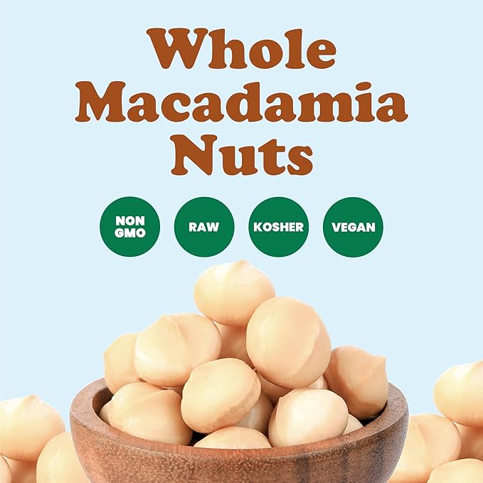 Whole Macadamia Nuts, 18 Pounds – Non-GMO Verified, Raw, Unsalted, Unroasted, Keto Friendly, Kosher, Vegan, Bulk, Great as Snack and for Baking, Good Source of Manganese, Thamin, and Copper