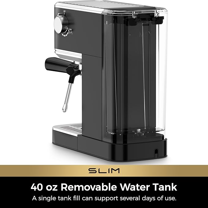CHULUX Slim Espresso Machine with Milk Frother Steam Wand, 20 Bar Professional Italian Pump Espresso Coffee Machine for Home Cappuccino & Latte Maker, Black