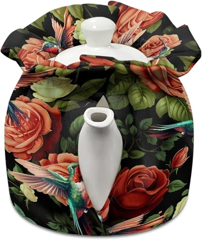 Hummingbird Tea Cozy for Teapot Insulated Yellow Rose Tea Pot Cozy for Keeping Warm Beautiful Butterflies Tea Cozies Kitchen Decor