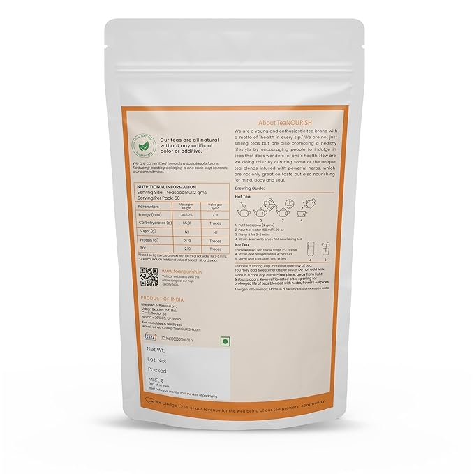 TeaNOURISH Darjeeling Roasted Black Tea | Darjeeling Loose Leaf Tea | Full Bodied & Robust | Freshly Sourced From Single Estate | Brew as Hot or Iced Tea - 3.53oz/100g