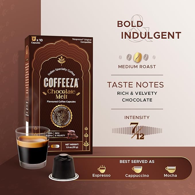 Coffeeza Belgian Chocolate Flavored Espresso Coffee Pods, Compatible with Nespresso Original Line, Medium Roast, Intensity ??7, 100% Arabica Aluminium Coffee Capsules, 3 Pack - 30 Single Serve Coffee Pods