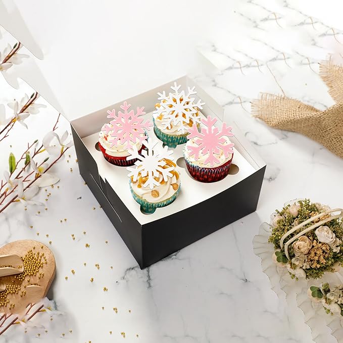 60 PCS Edible Snowflake Cupcake Toppers Snowflake Frozen Party Cake Decorations Edible Snowflake Cupcake Picks for Christmas Winter Frozen Theme Baby Shower Birthday Party Supplies White Pink