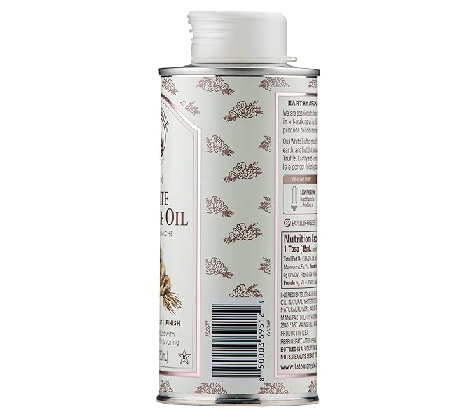 La Tourangelle, White Truffle Oil, Complex Gourmet Earthy Flavor for Drizzling over Pasta, Popcorn, Vegetables, Potatoes, Soup and More, 8.45 Fl Oz
