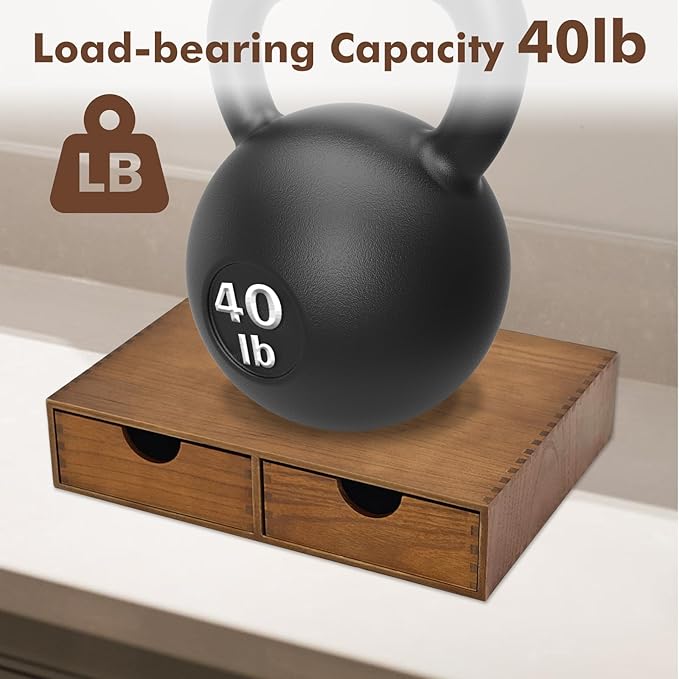 Wooden K Cup Organizer Coffee Pod Storage Box - K Pod Holder with Two Drawers, K Cup Drawer Under Brewer and Coffee Maker Machine Stand, 30 Pod Capacity, Style A ??,<div>